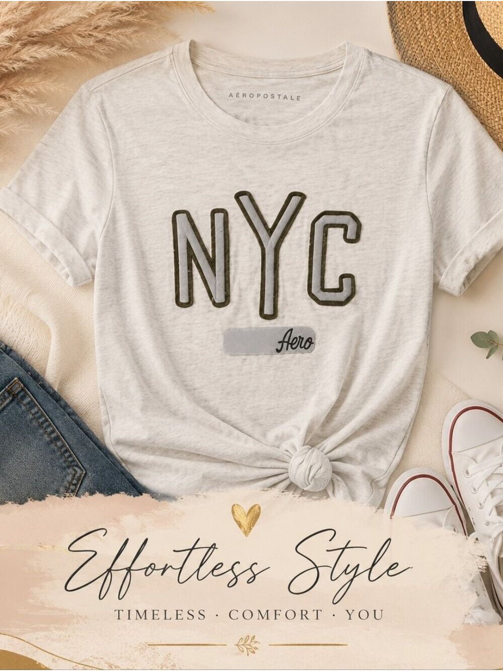 Aeropostale Women's Heather Gray NYC Tee Medium